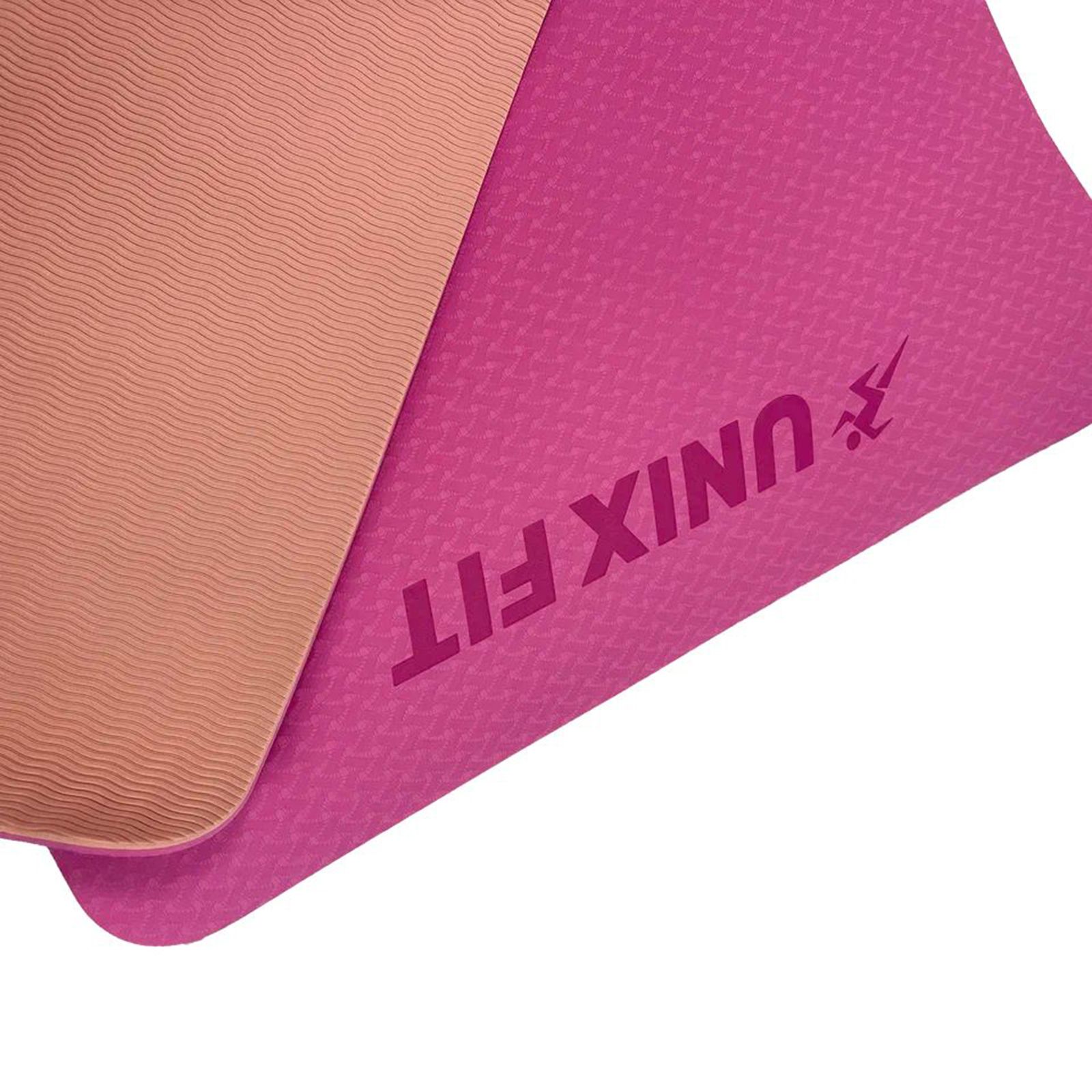 Коврик для йоги и фитнеса UNIX Fit двусторонний, 180 х 61 х 0,6 см, двуцветный, розовый
