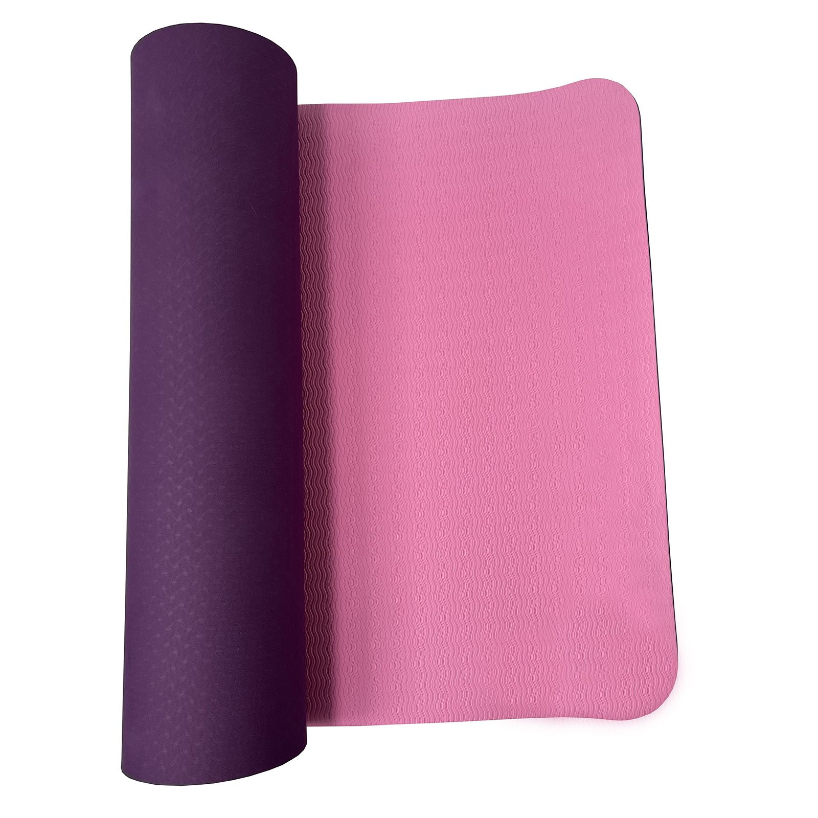 Коврик для йоги и фитнеса UNIX Fit двусторонний, 180 х 61 х 0,8 см, двуцветный, фиолетовый