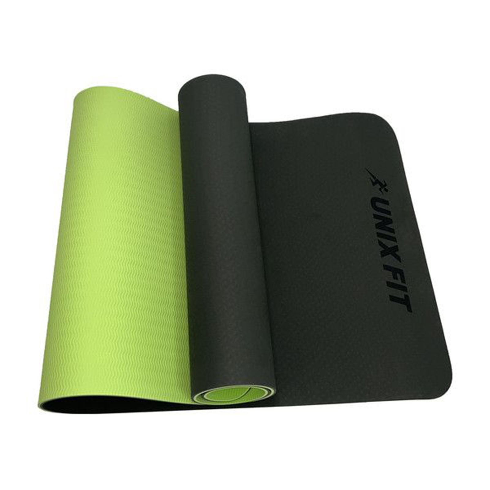 Коврик для йоги и фитнеса UNIX Fit двусторонний, 180 х 61 х 0,6 см, двуцветный, зеленый