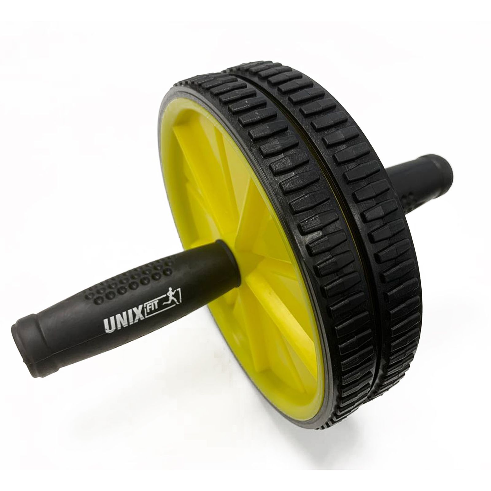 Ролик для пресса с ковриком под колени UNIX Fit D17,5 см, черно-желтый